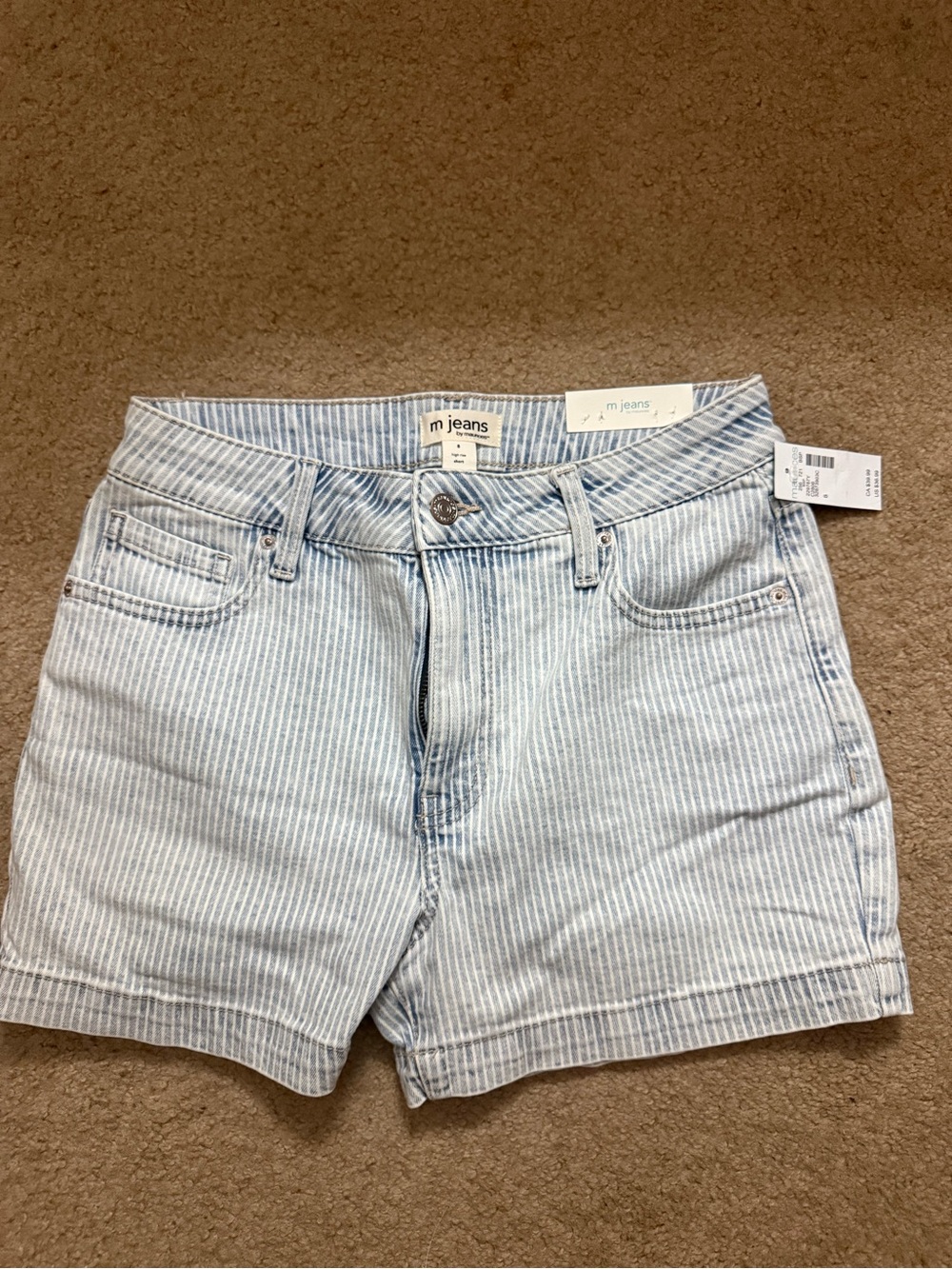 Maurices Light Blue Pinstripe Jean Shorts